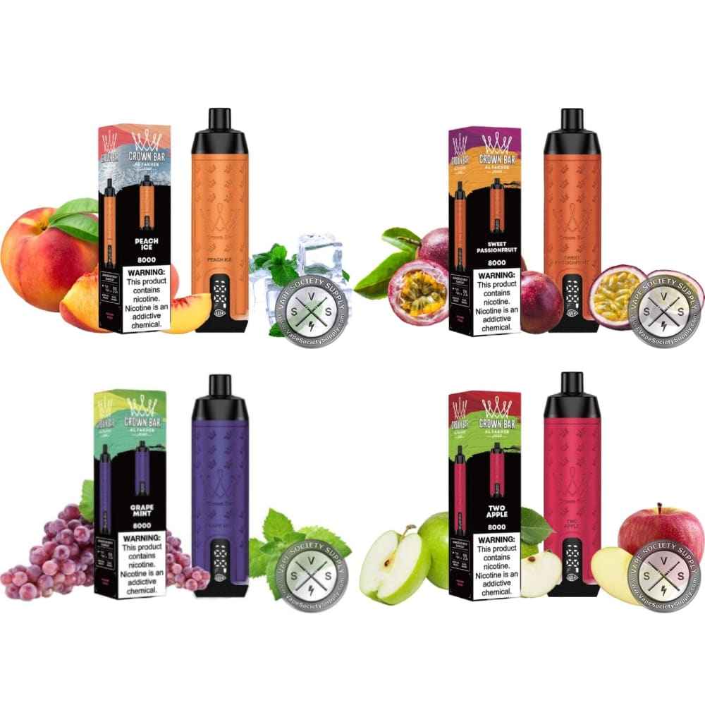 جهاز فيب شيشة كراون بار برو 8000 شفطة 5 نيكوتين عدة نكهات
