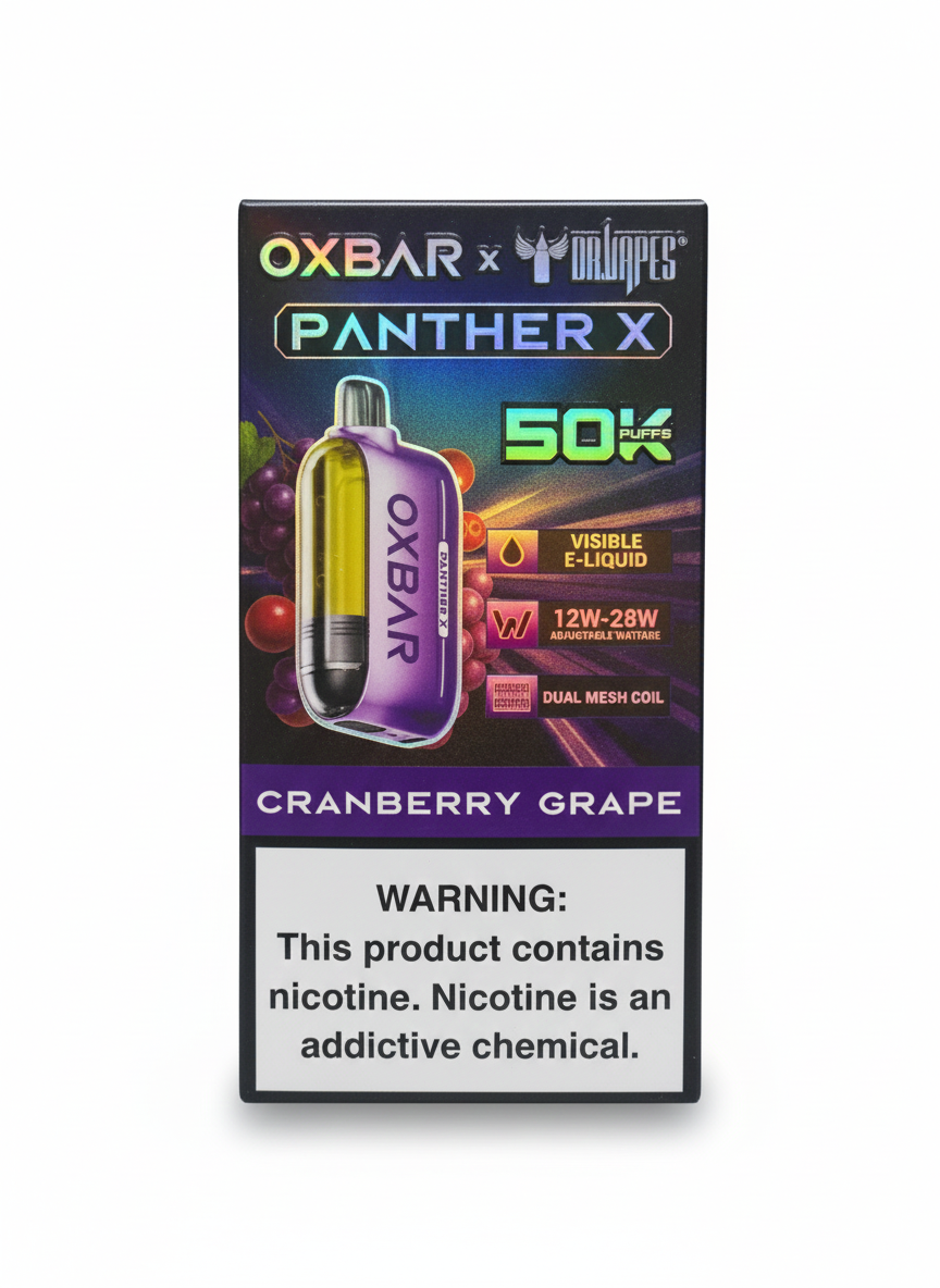 Oxbar Panther X سحبة سيجارة اوكس بار بانثر اكس 50000 شفطة 20 نيكوتين عدة نكهات استخدام مره واحد