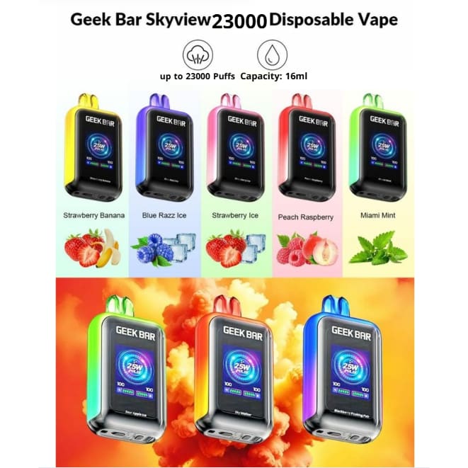 GEEK BAR سحبة سيجارة جيك بار 23000 شفطة عدة نكهات 50