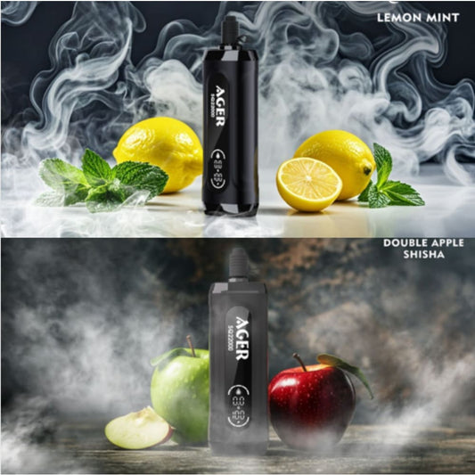 AGER سحبة سيجارة اجير شيشة 22000 شفطة 6 نيكوتين عدة نكهات