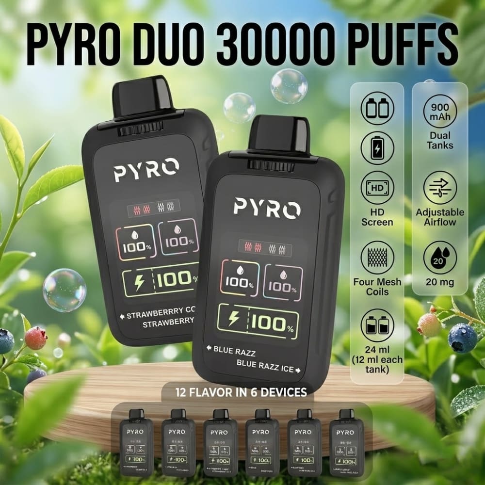 PYRO DUO سحبة سيجارة بيرو دو 30000 شفطة 20 نيكوتين عدة