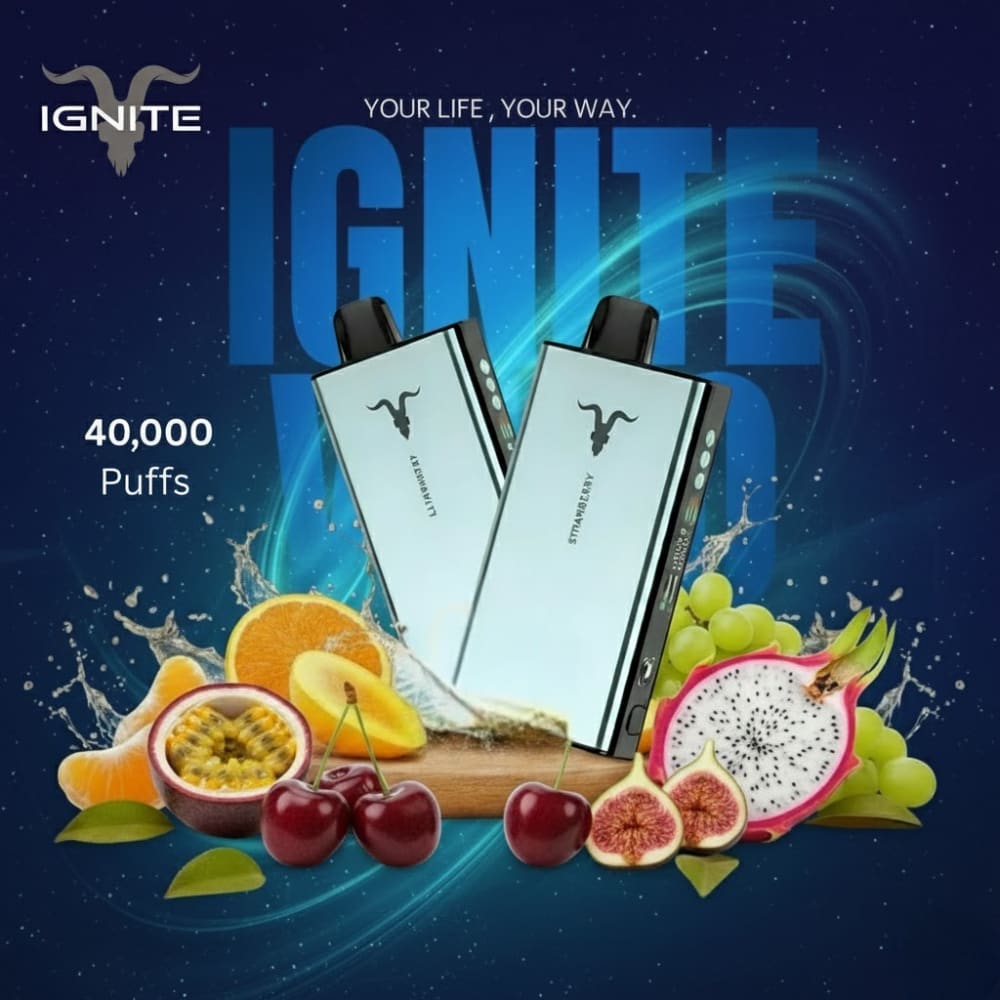 IGNITE سحبة سيجارة اجنايت 40000 شفطة 50 نيكوتين عدة نكهات