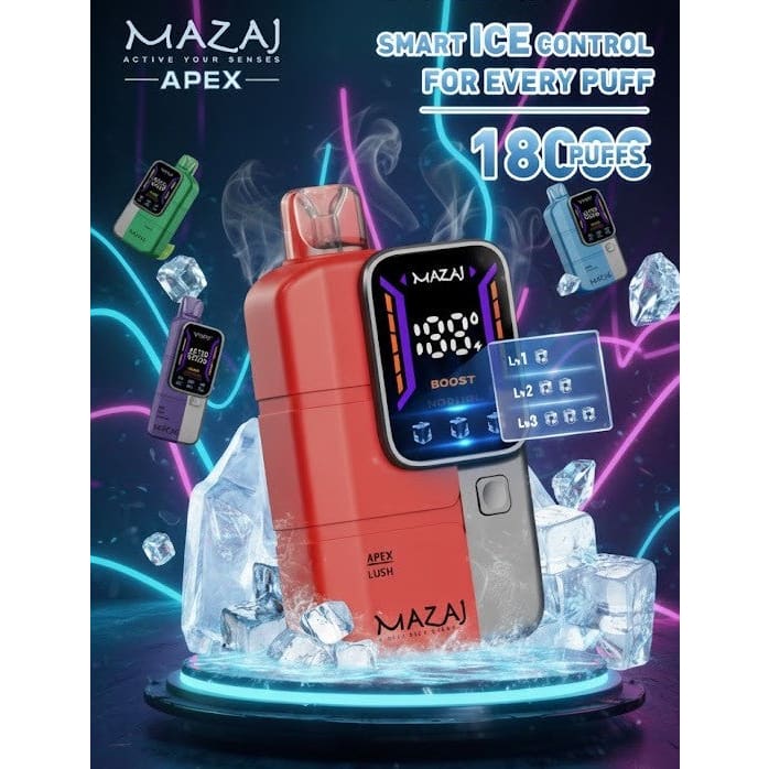 MAZAJ APEX سحبة سيجارة مزاج ابيكس 18000 شفطة 20 نيكوتين عدة