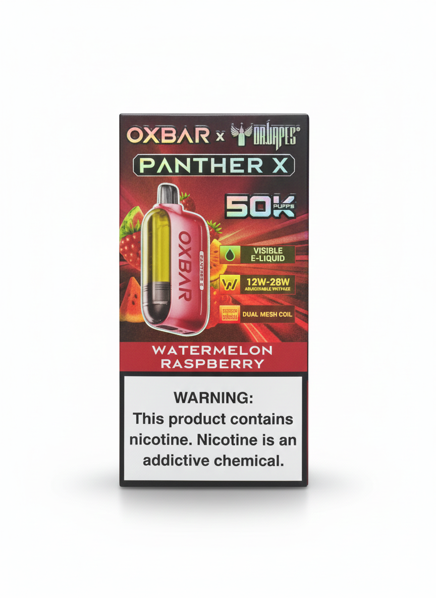 Oxbar Panther X سحبة سيجارة اوكس بار بانثر اكس 50000 شفطة 20 نيكوتين عدة نكهات استخدام مره واحد