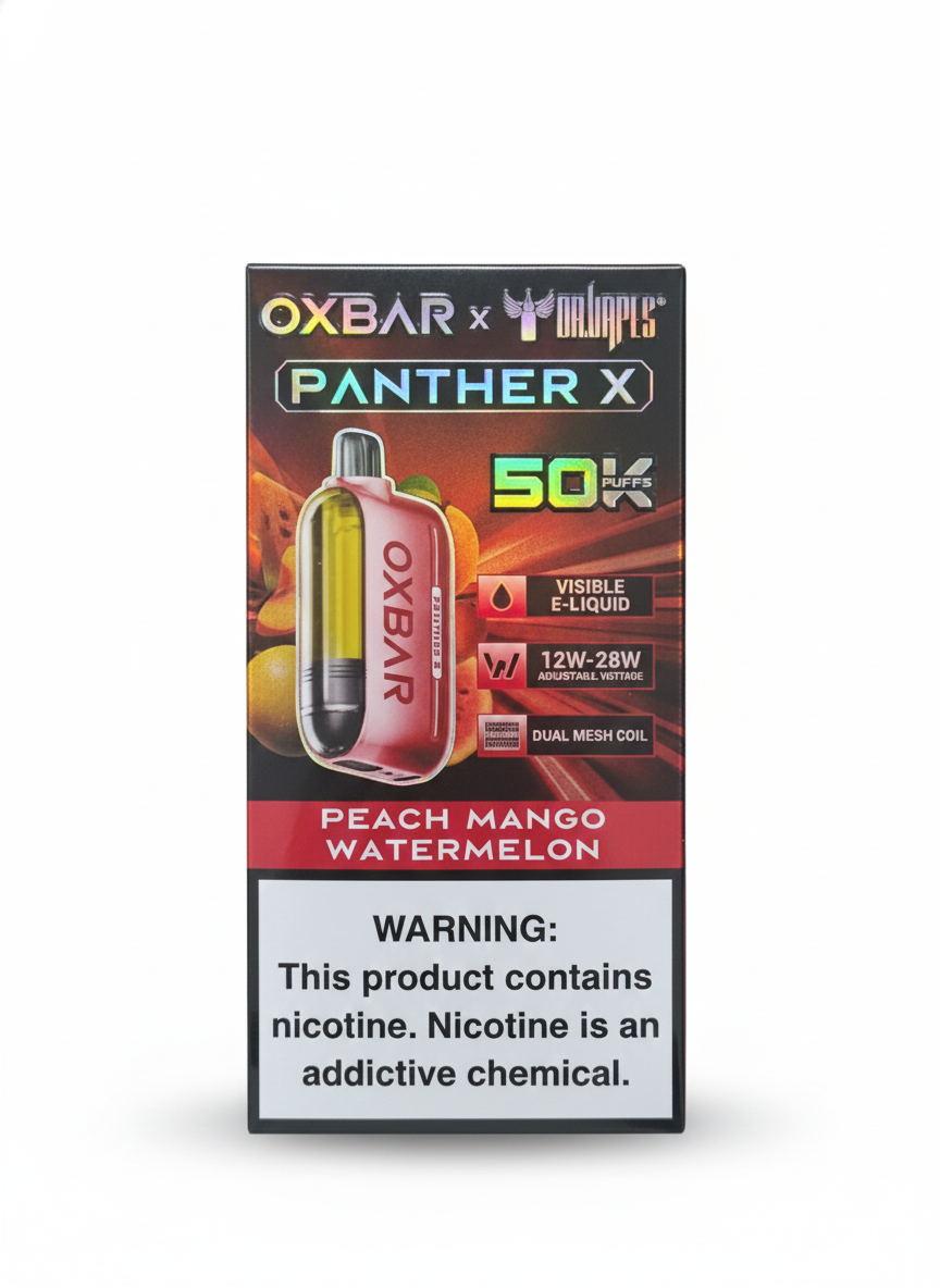 Oxbar Panther X سحبة سيجارة اوكس بار بانثر اكس 50000 شفطة 20 نيكوتين عدة نكهات استخدام مره واحد